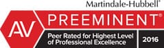 Martindale-Hubbell Preeminent Peer Rated for Highest Level of Professional Excellence 2016